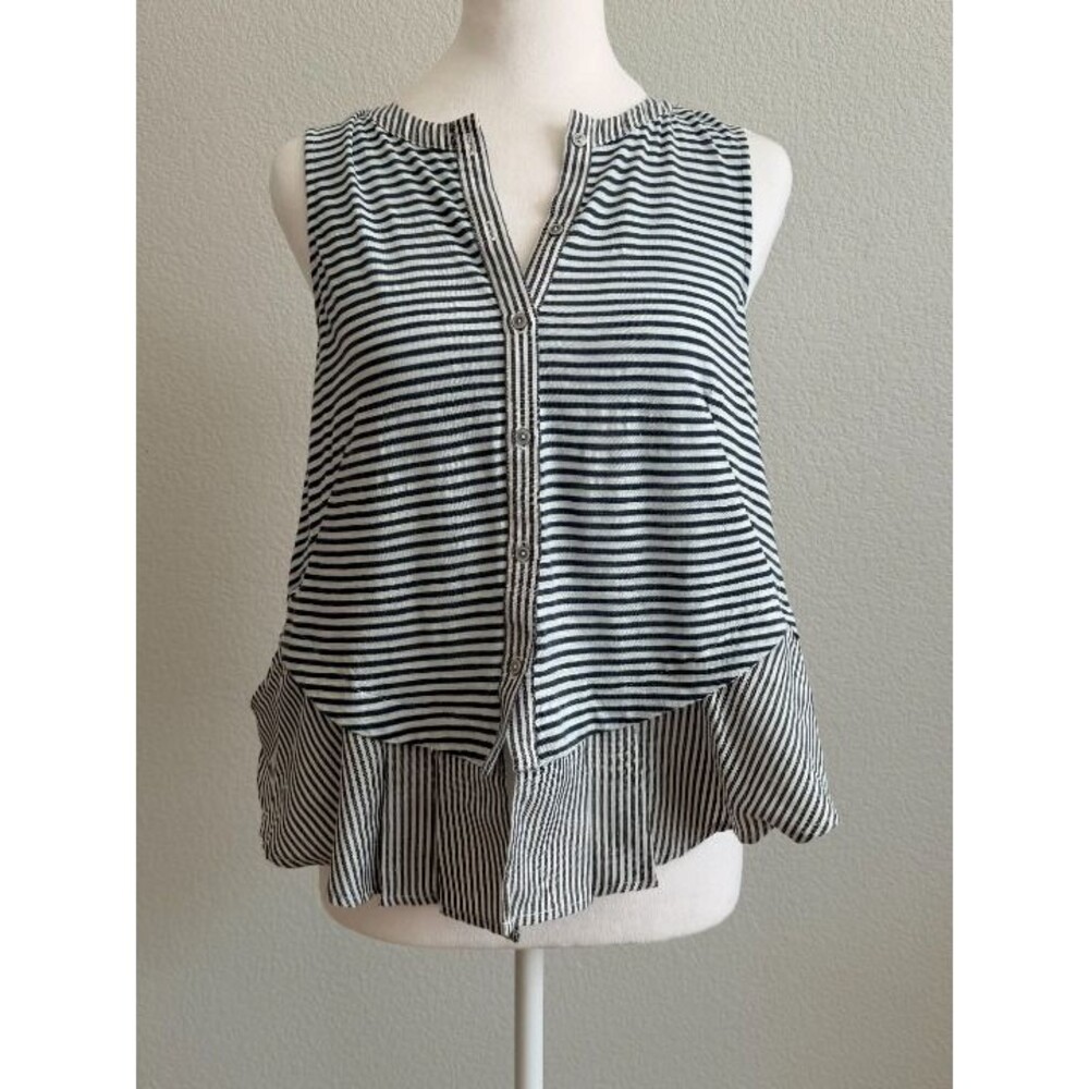 Anthropologie Meadow Rue Fenella Striped Peplum Button Tank Top S
